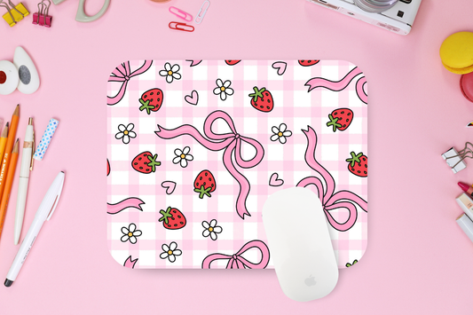 Checkered Strawberries Mouse Pad